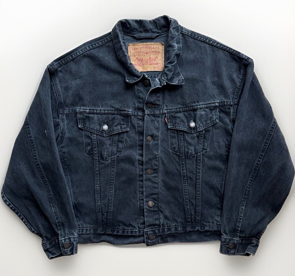 Vintage Levis Denim Jacket Large Black 90s Made in USA Dark 70598 4159 Type 3
